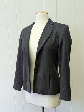 Vintage Charcoal Gray Wool Blazer By Petite Sophisticate Size 4